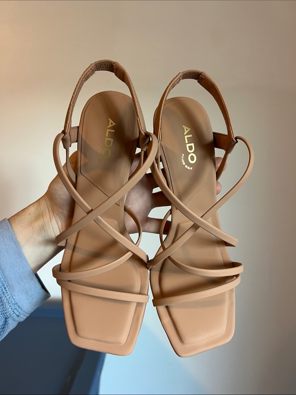 Aldo amilia nude square toe strappy heels neutral pillow walk 6 - Picture 4 of 9